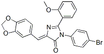 4H-Imidazol-4-one,  5-(1,3-benzodioxol-5-ylmethylene)-3-(4-bromophenyl)-3,5-dihydro-2-(2-methoxyphenyl)- 结构式