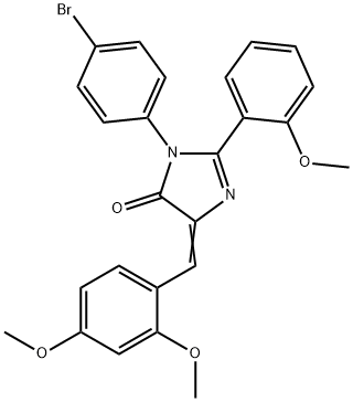 4H-Imidazol-4-one,  3-(4-bromophenyl)-5-[(2,4-dimethoxyphenyl)methylene]-3,5-dihydro-2-(2-methoxyphenyl)- 结构式