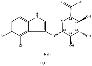 5-溴-4-氯-3-吲哚基-Β-D-葡萄糖醛酸钠盐 结构式