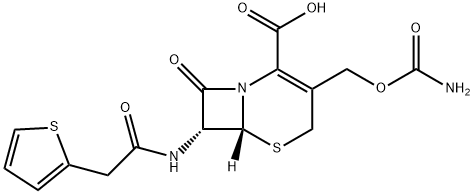 (6R-trans)-3-[(carbamoyloxy)methyl]-8-oxo-7-(2-thienylacetamido)-5-thia-1-azabicyclo[4.2.0]oct-2-ene-2-carboxylic acid 结构式