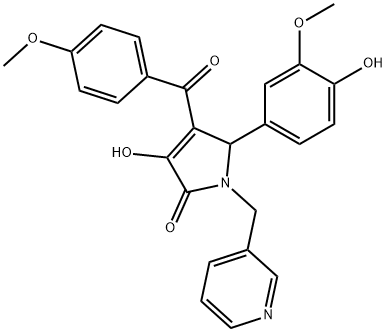 3-hydroxy-5-(4-hydroxy-3-methoxyphenyl)-4-(4-methoxybenzoyl)-1-(3-pyridinylmethyl)-1,5-dihydro-2H-pyrrol-2-one 结构式