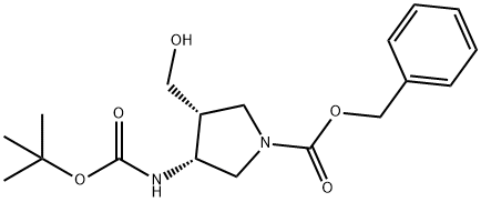 (3R,4R)-1-CBZ-3-(BOC-氨基)-4-(羟甲基)吡咯烷 结构式