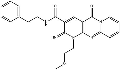2-imino-1-(2-methoxyethyl)-5-oxo-N-(2-phenylethyl)-1,5-dihydro-2H-dipyrido[1,2-a:2,3-d]pyrimidine-3-carboxamide 结构式