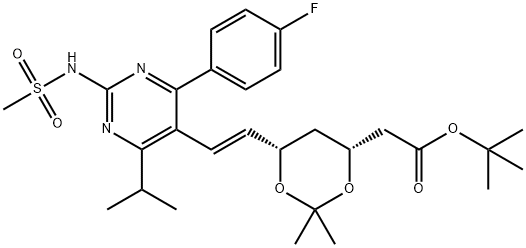 tert-Butyl-7-[4-(4-fluorophenyl)-6-isopropyl-2-mesylaminopyrimidin-5-yl]-(3R,5S)-isopropylidine-(E)-6-heptenoate 结构式