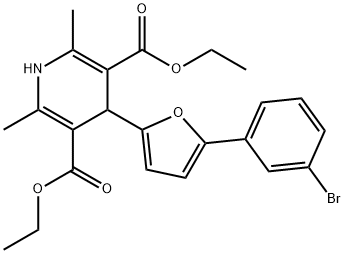 3,5-PYRIDINEDICARBOXYLICACID,4-[5-(3-BROMOPHENYL)-2-FURANYL]-1,4-DIHYDRO-2,6-DIMETHYL-,DIETHYLESTER 结构式