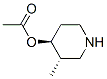 4-Piperidinol,3-methyl-,acetate(ester),(3S,4S)-(9CI) 结构式