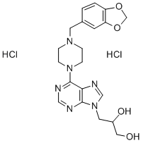 9H-Purine, 9-(2,3-dihydroxypropyl)-6-(4-piperonyl-1-piperazinyl)-, dih ydrochloride 结构式