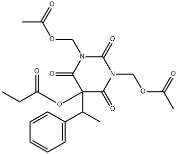 2,4,6(1H,3H,5H)-Pyrimidinetrione, 1,3-bis((acetyloxy)methyl)-5-(1-oxop ropoxy)-5-(1-phenylethyl)- 结构式