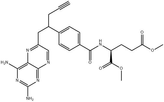 (2S)-2-[[4-[(1RS)-1-[(2,4-二氨基蝶啶-6-基)甲基]丁-3-炔基]苯甲酰基]氨基]戊二酸二甲酯 结构式