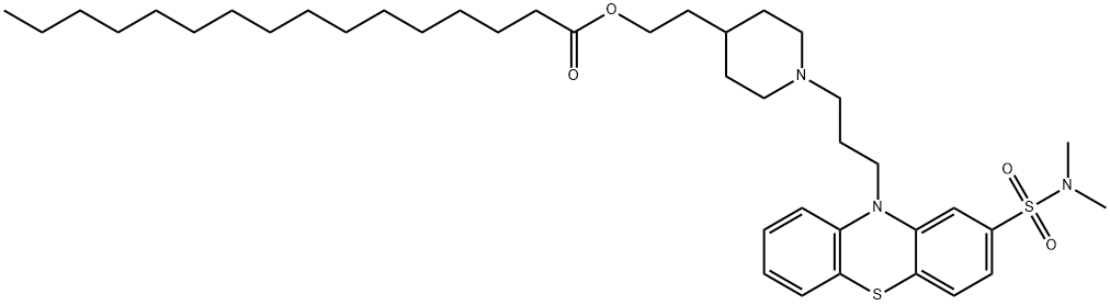 2-[1-[3-[2-[(dimethylamino)sulphonyl]-10H-phenothiazin-10-yl]propyl]piperidin-4-yl]ethyl palmitate 结构式