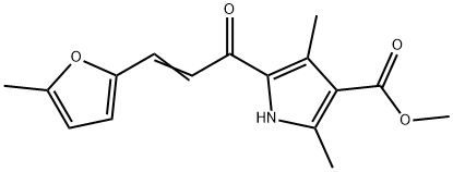 1H-Pyrrole-3-carboxylicacid,2,4-dimethyl-5-[3-(5-methyl-2-furanyl)-1-oxo-2-propenyl]-,methylester(9CI) 结构式