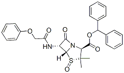 diphenylmethyl [2S(2alpha,4beta,5alpha,6beta)]-3,3-dimethyl-7-oxo-6-(phenoxyacetamido)-4-thia-1-azabicyclo[3.2.0]heptane-2-carboxylate 4-oxide 结构式