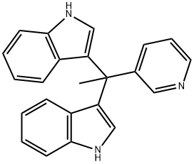 1H,1'H-3,3'-(1-pyridin-3-yl-ethane-1,1-diyl)-bis-indole 结构式