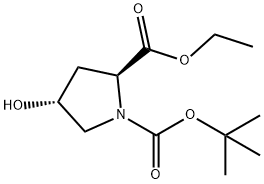1-叔丁氧羰基-(4R)-羟基-2-脯氨酸乙脂 结构式