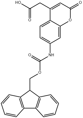 (7-((((9H-芴-9-基)甲氧基)羰基)氨基)-2-氧代-2H-色烯-4-基)乙酸 结构式