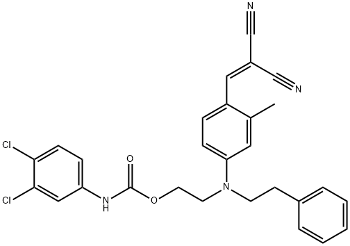 (3,4-Dichlorophenyl)carbamic acid 2-[[4-(2,2-dicyanoethenyl)-3-methylphenyl](2-phenylethyl)amino]ethyl ester 结构式