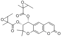 (3R,4R)-2,2-DIMETHYL-8-OXO-2,3,4,8-TETRAHYDROPYRANO[3,2-G]CHROMENE-3,4-DIYL BIS(2,3-DIMETHYLOXIRANE-2-CARBOXYLATE) 结构式