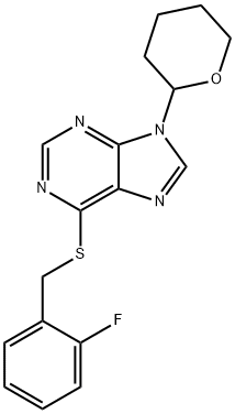 6-[(2-fluorophenyl)methylsulfanyl]-9-(oxan-2-yl)purine 结构式