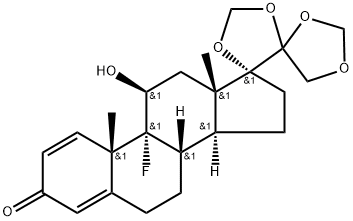 9-Fluoro-11β-hydroxy-17,20:20,21-bis(Methylenedioxy)-pregna-1,4-dien-3-one 结构式