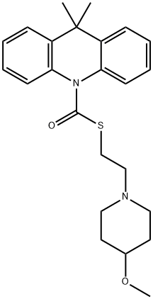 10(9H)-Acridinecarbothioic acid, 9,9-dimethyl-, S-(2-(4-methoxy-1-pipe ridinyl)ethyl) ester 结构式