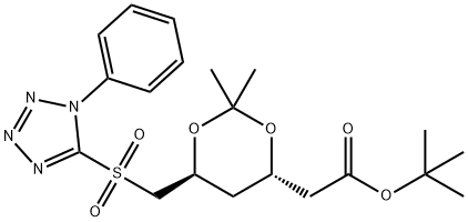 tert-Butyl 2-[(4R,6S)-2,2-Dimethyl-6-[(1-phenyl-1H-terazol-5-ylsulfonyl)methyl]-1,3-dioxan-4-yl]acetate 结构式