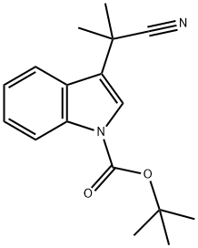 3-(1-氰基-1-甲基乙基)-3-(1-氰基-1-甲基乙基)-1H-吲哚-1-羧酸-1,1-二甲基乙酯 结构式