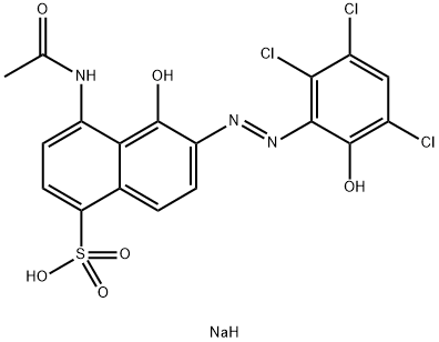 sodium 4-acetamido-5-hydroxy-6-[(2,3,5-trichloro-6-hydroxyphenyl)azo]naphthalene-1-sulphonate  结构式