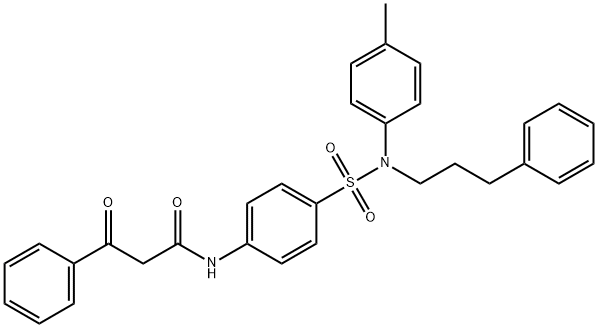 3-oxo-3-phenyl-N-[4-[N-(3-phenylpropyl)-N-(p-tolyl)sulphamoyl]phenyl]propionamide 结构式