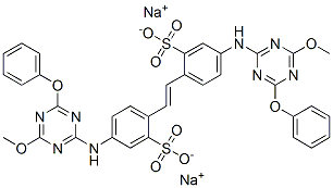 disodium 4,4'-bis[(4-methoxy-6-phenoxy-1,3,5-triazin-2-yl)amino]stilbene-2,2'-disulphonate  结构式