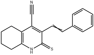 4-Quinolinecarbonitrile,  1,2,5,6,7,8-hexahydro-3-(2-phenylethenyl)-2-thioxo- 结构式