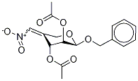 苄基2,3-二-O-乙酰基-4-脱氧-4-C-硝基亚甲基-Β-D-阿拉伯吡喃糖苷 结构式