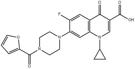 1-环丙基-6-氟-7-[4-(2-呋喃基羰基)-1-哌嗪基]-1,4-二氢-4-氧代-3-喹啉甲酸 结构式