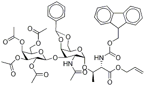 O- [2-乙酰氨基-4,6-O-亚苄基-2-脱氧-3-O-(2,3,4,6-四-O-乙酰基BD吡喃半乳糖基)-Α-D-吡喃半乳糖] -N- FMOC-L-苏氨酸烯丙酯 结构式