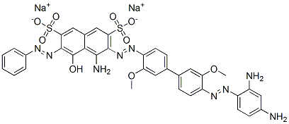 disodium 4-amino-3-[[4'-[(2,4-diaminophenyl)azo]-3,3'-dimethoxy[1,1'-biphenyl]-4-yl]azo]-5-hydroxy-6-(phenylazo)naphthalene-2,7-disulphonate 结构式