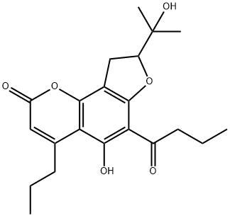 8,9-Dihydro-5-hydroxy-8-(1-hydroxy-1-methylethyl)-6-(1-oxobutyl)-4-propyl-2H-furo[2,3-h]-1-benzopyran-2-one 结构式