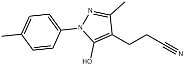 3-[5-羟基-3-甲基-1-(4-甲基苯基)-1H-吡唑-4-基]丙腈 结构式