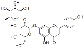 7-[(2S,3R,4S,5R,6R)-4,5-dihydroxy-6-(hydroxymethyl)-3-[(2S,3R,4R,5S,6S )-3,4,5-trihydroxy-6-methyl-oxan-2-yl]oxy-oxan-2-yl]oxy-5-hydroxy-2-(4 -hydroxyphenyl)chroman-4-one 结构式