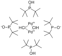 二氢二-Μ-氯代四(二叔丁基膦基)二钯酸盐 结构式