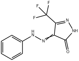 (Z)-4-(2-PHENYLHYDRAZONO)-3-(TRIFLUOROMETHYL)-1H-PYRAZOL-5(4H)-ONE 结构式