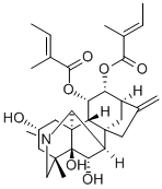 (14S,20R)-4,21-Dimethyl-16-methylene-14,20-cycloveatchane-2α,5,6α,11α,12α-pentol 11,12-bis[(E)-2-methyl-2-butenoate] 结构式