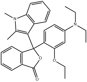 3-(2'-乙氧基-4'-二乙基氨基苯基)-3-(1',2'-二甲基吲哚-3'-基)苯酞 结构式