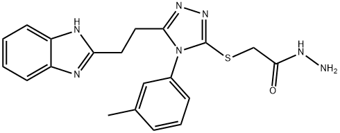 [[5-[2-(1H-Benzimidazol-2-yl)ethyl]-4-(m-tolyl)-4H-1,2,4-triazol-3-yl]thio]acetic acid hydrazide 结构式