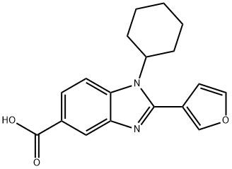 1-CYCLOHEXYL-2-(3-FURANYL)-1H-BENZIMIDAZOLE-5-CARBOXYLIC ACID 结构式