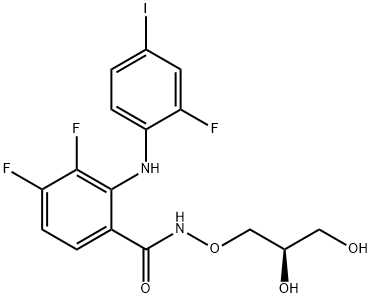 N-[(2R)-2,3-二羟基丙氧基]-3,4-二氟-2-[(2-氟-4-碘苯)氨基]苯甲酰胺 结构式