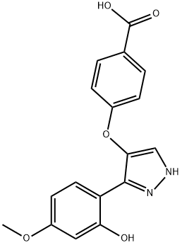 3-(2-Hydroxy-4-Methoxyphenyl)-4-(4-carboxyphenoxy)-1H-pyrazole 结构式