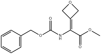 2-{[(苄氧基)羰基]氨基}-2-(氧杂环丁烷-3-亚基)乙酸甲酯 结构式