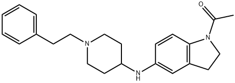 1-(5-((1-苯乙基哌啶-4-基)胺基)吲哚啉-1-基)乙-1-酮 结构式