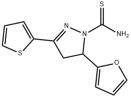 5-(呋喃-2-基)-3-(噻吩-2-基)-4,5-二氢-1H-吡唑-1-碳硫代酰胺 结构式