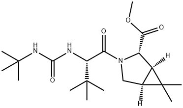 (1R,2S,5S)-3-((2S)-2-叔丁氨基羰基氨基-3,3-二甲基-1-氧代丁基)-6,6-二甲基-3-氮杂双环[3.1.0]己烷-2-羧酸甲酯 结构式