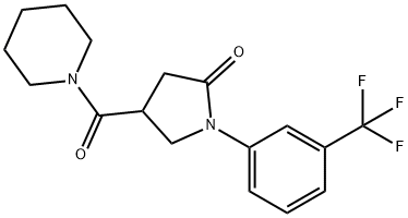 4-(piperidine-1-carbonyl)-1-[3-(trifluoromethyl)phenyl]pyrrolidin-2-on e 结构式